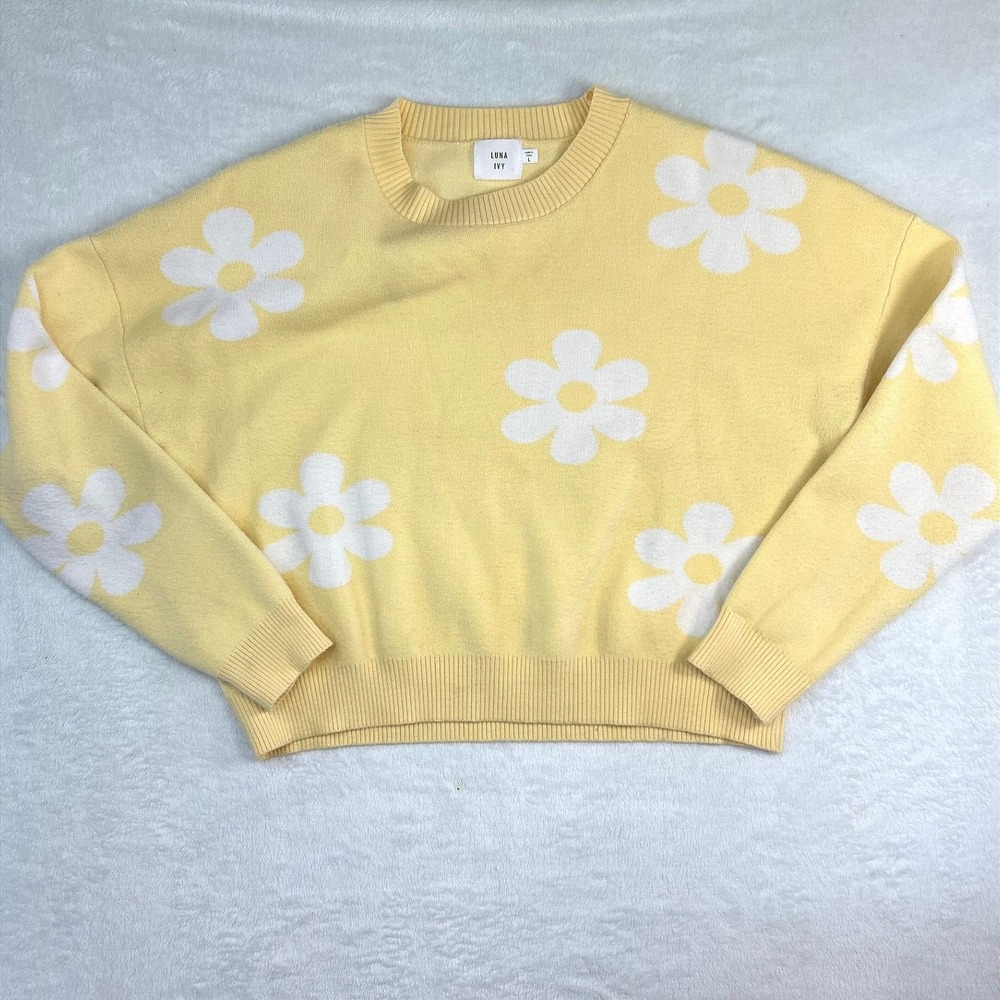 Lena Day Yellow Daisy Crewneck Sweater